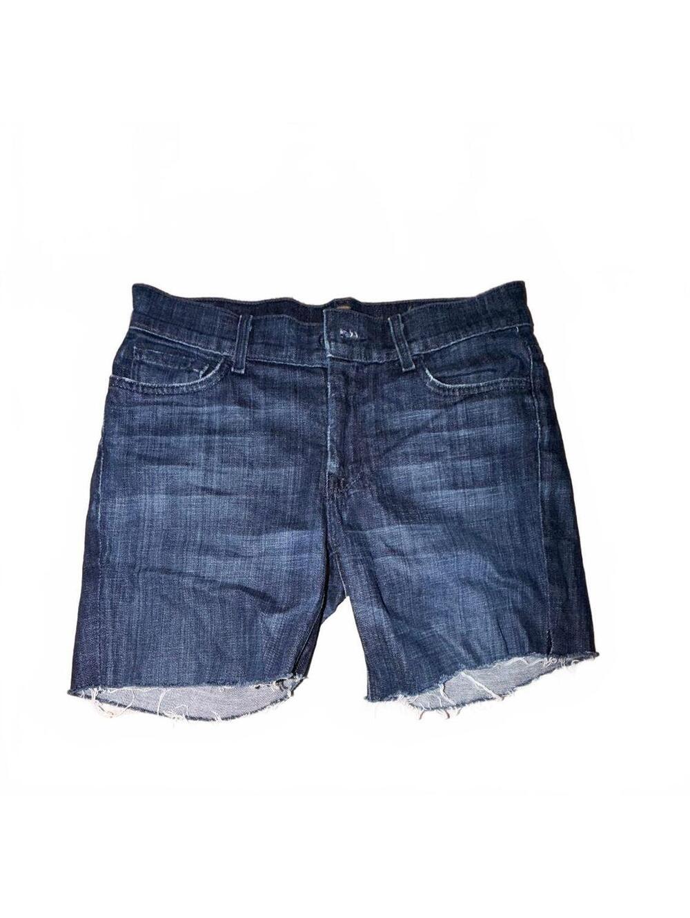 7 for all Mankind Women's Size 27 Dark Wash Denim Cutoff Shorts with Raw Hem
